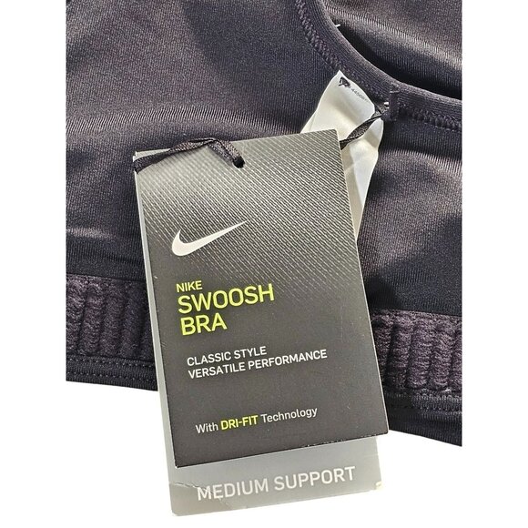Nike Swoosh Bra Womens Small Black Medium Support Dri-FIT Tech Training - Picture 3 of 5